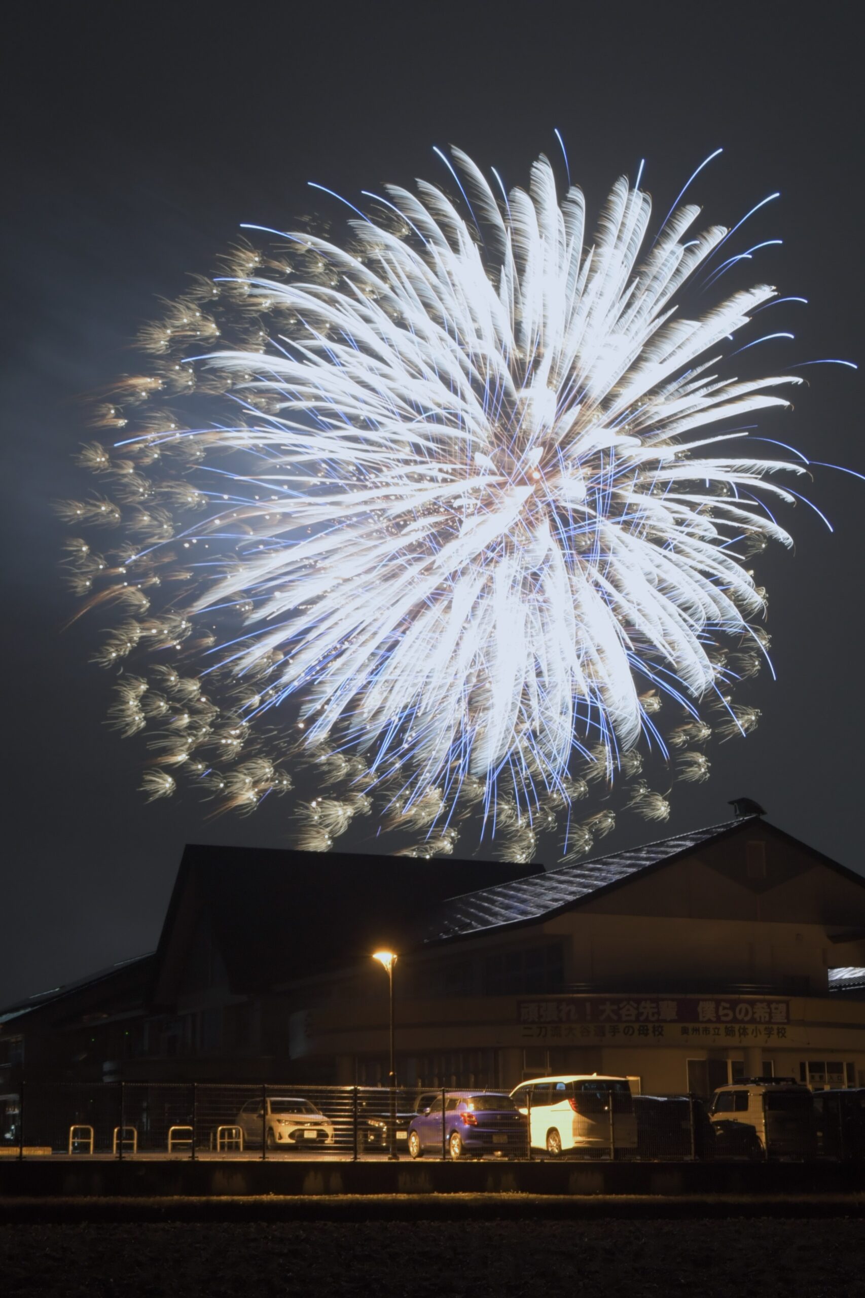 大谷選手　祝福の輝き母校照らす（奥州市水沢姉体町）