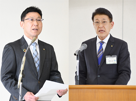 胆江2市町　新首長が初登庁、決意胸に就任式