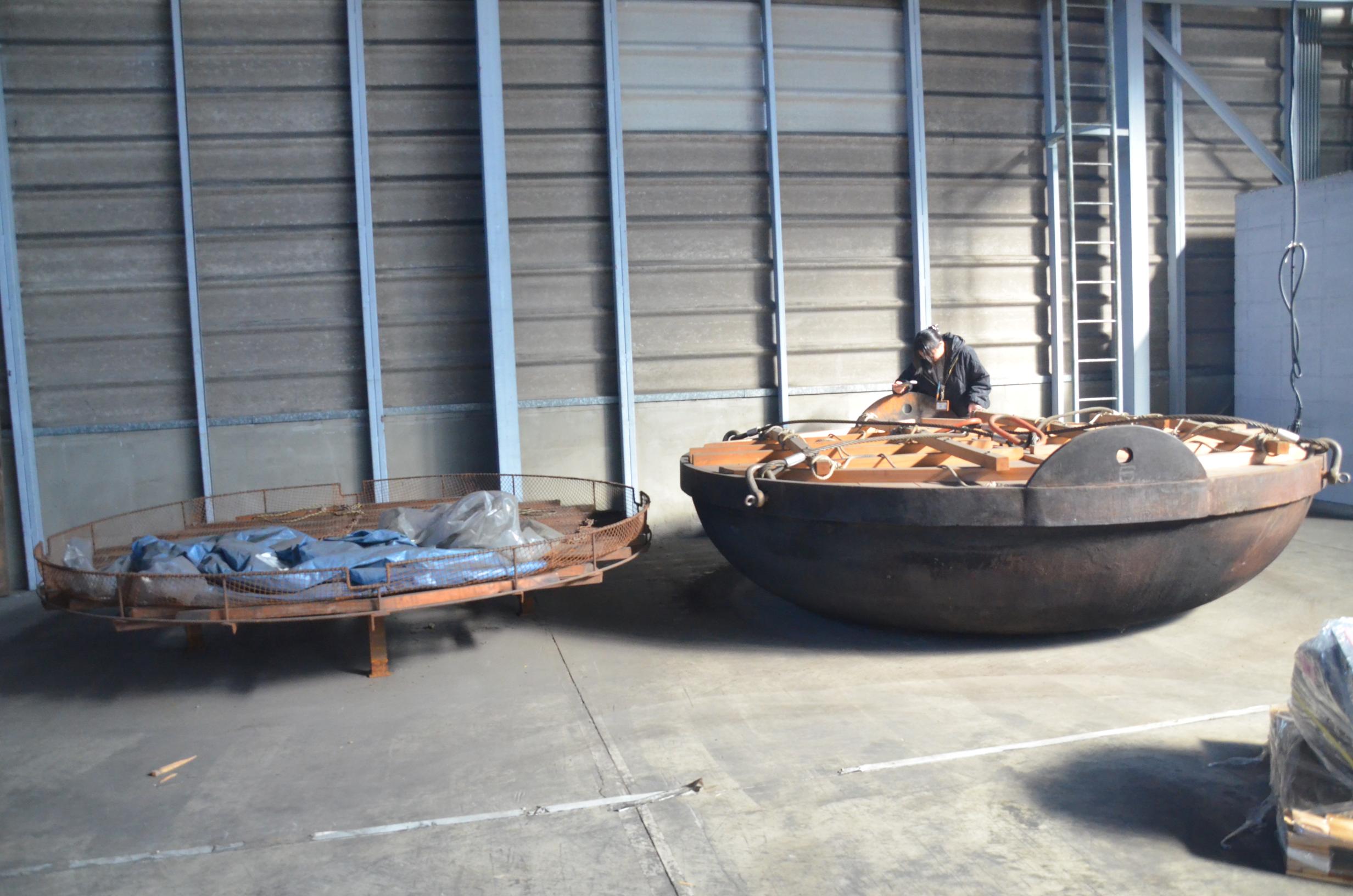 さらばジャンボ鉄鍋（奥州市、30年にわたりグルメまつりで芋の子汁調理）